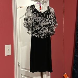 Crape design black straight dress